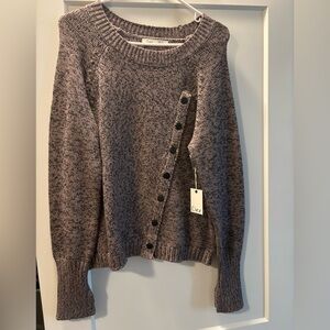 Dex Women's Heathered Gray Button Sweater